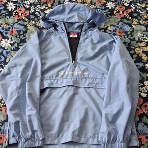 Champion Vintage Y2K Blue Windbreaker Size M With Hood